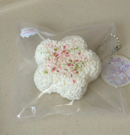 White cherry blossom shaped Rice and vegetable roll soft squishy toys